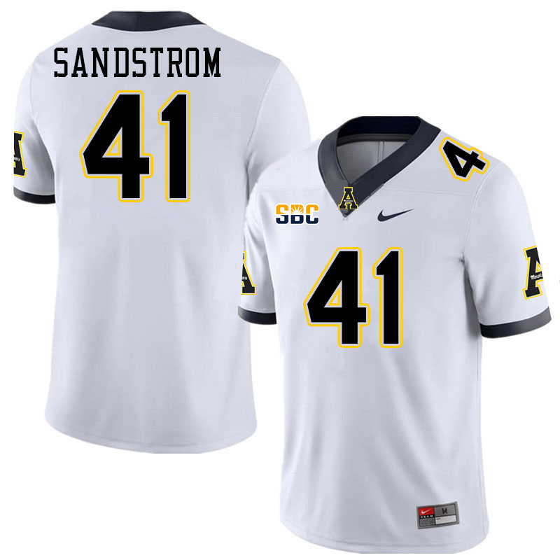 Appalachian State Mountaineers #41 Caleb Sandstrom College Football Jerseys-White